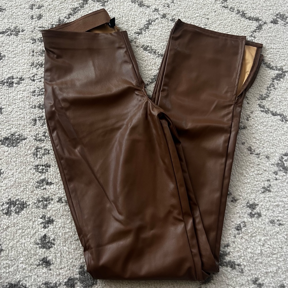 Brown Faux Leather Pants